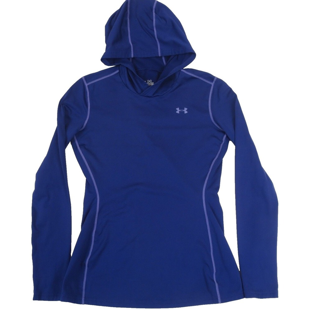 Under Armour Coldgear Hooded Shirt Womens Med Purple Fitted Outdoors Running Gym